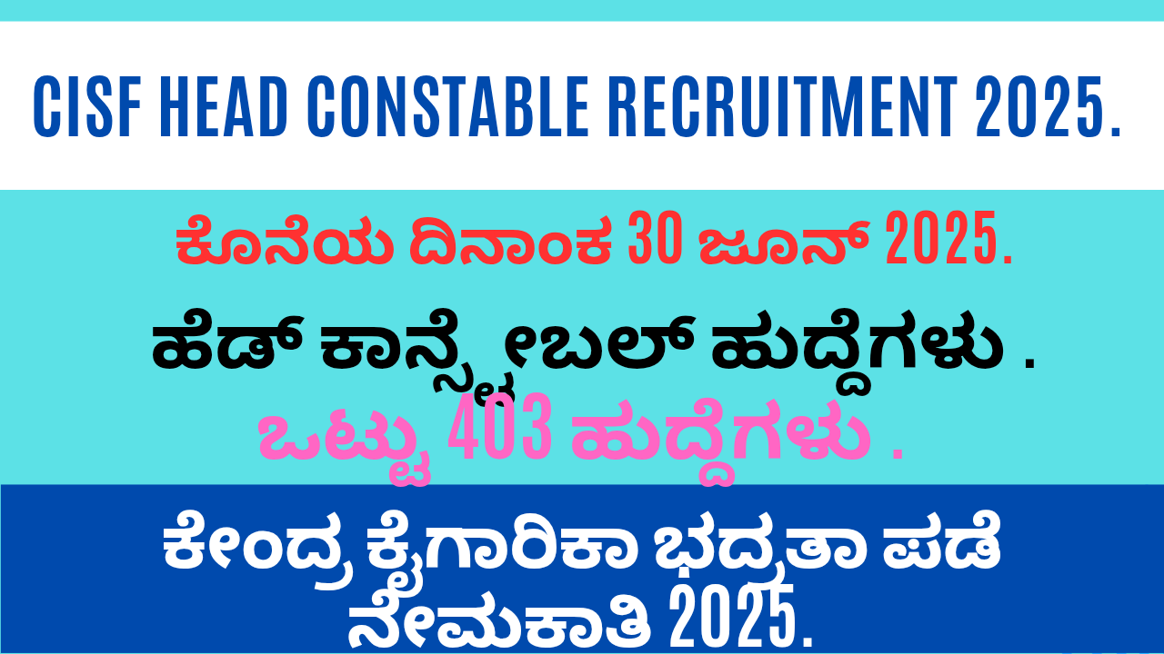 CISF Head Constable Recruitment 2025